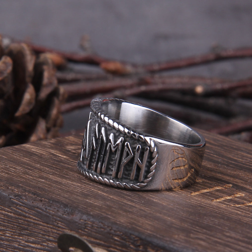 NORSE VALKNUT RING - STAINLESS STEEL