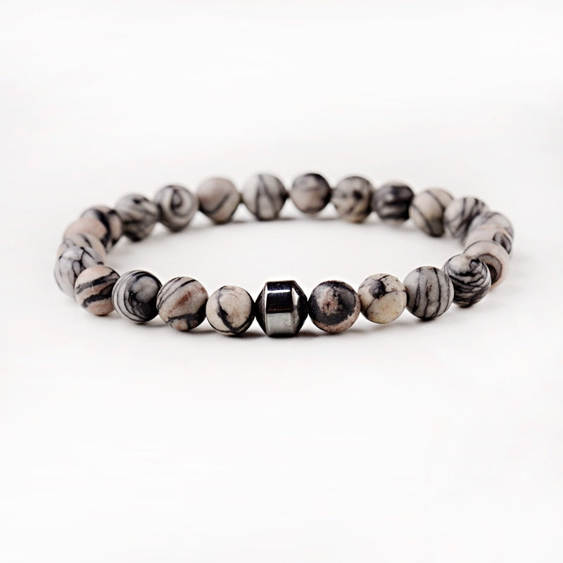 STONE VIKING - BRACELET- NATURAL STONE,MATEL
