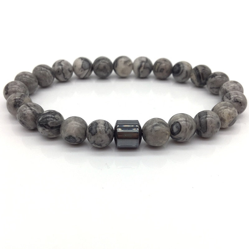 STONE VIKING - BRACELET- NATURAL STONE,MATEL