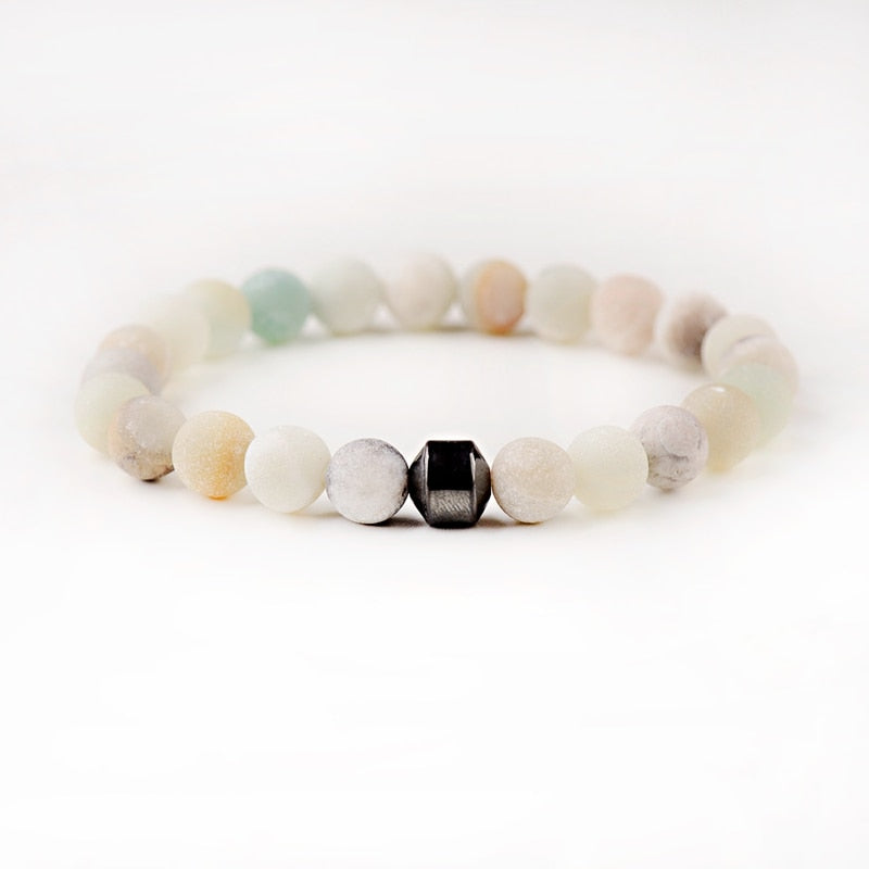 STONE VIKING - BRACELET- NATURAL STONE,MATEL