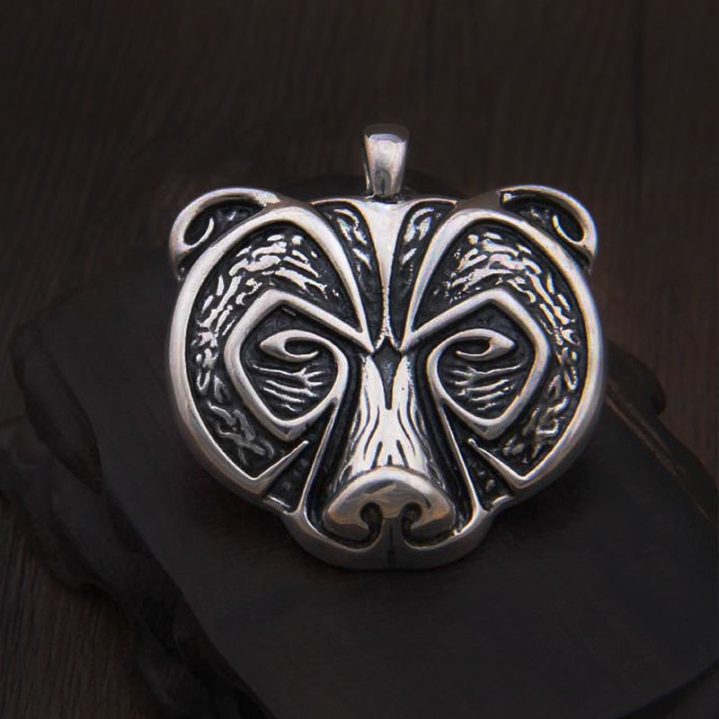 GRIZZLED BEAR PENDANT - STERLING SILVER
