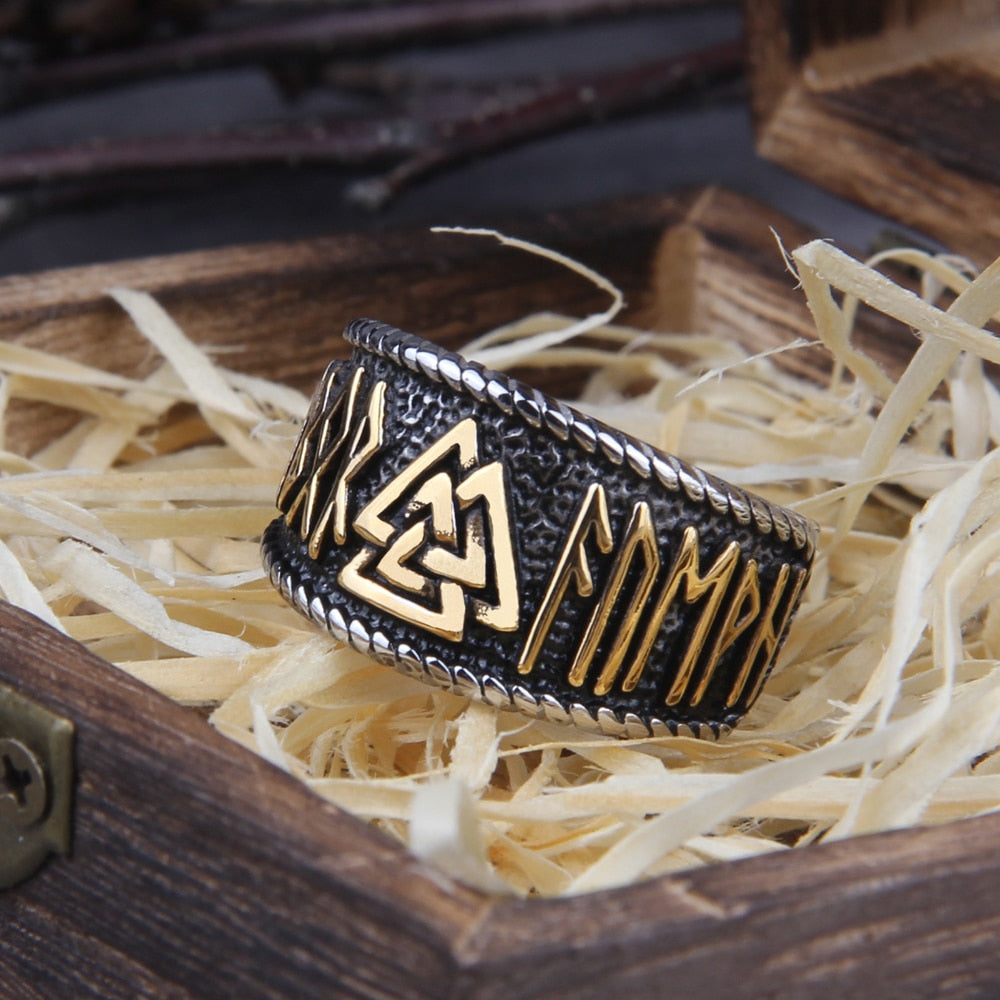 NORSE VALKNUT RING - STAINLESS STEEL