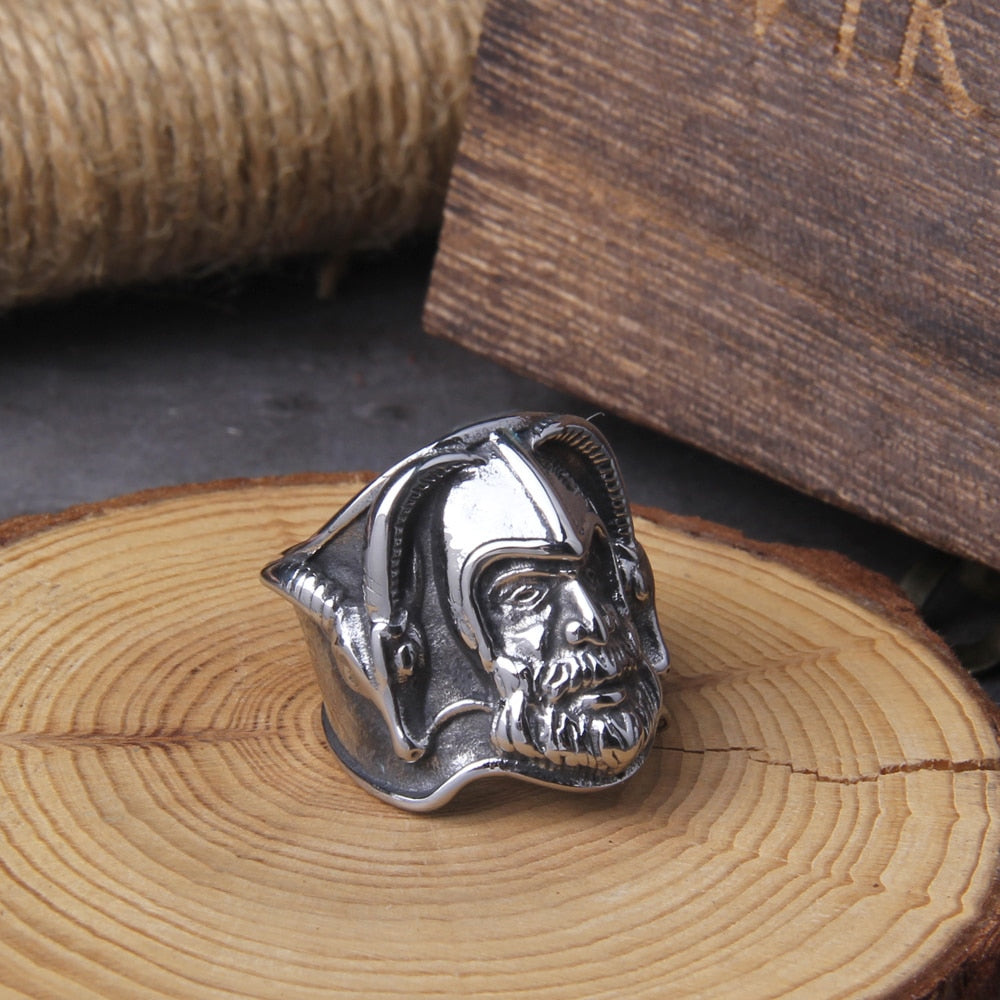 HORNED ODIN RING - STAINLESS STEEL
