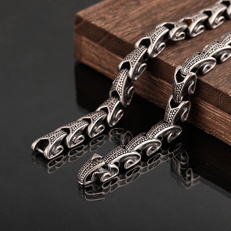 LONG VIKING JORMUNGANDR SCALE LINK- STAINLESS STEEL