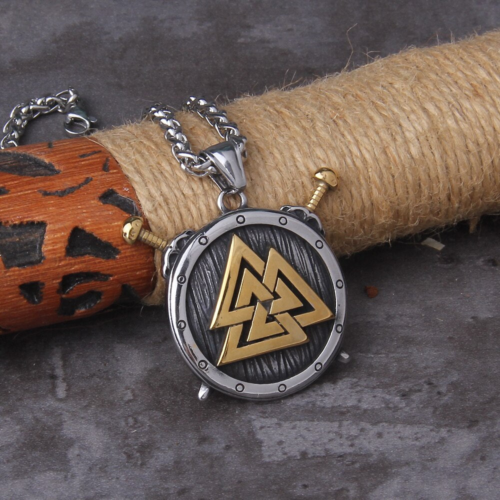 VALKNUT BUCKLER PENDANT - STAINLESS STEEL