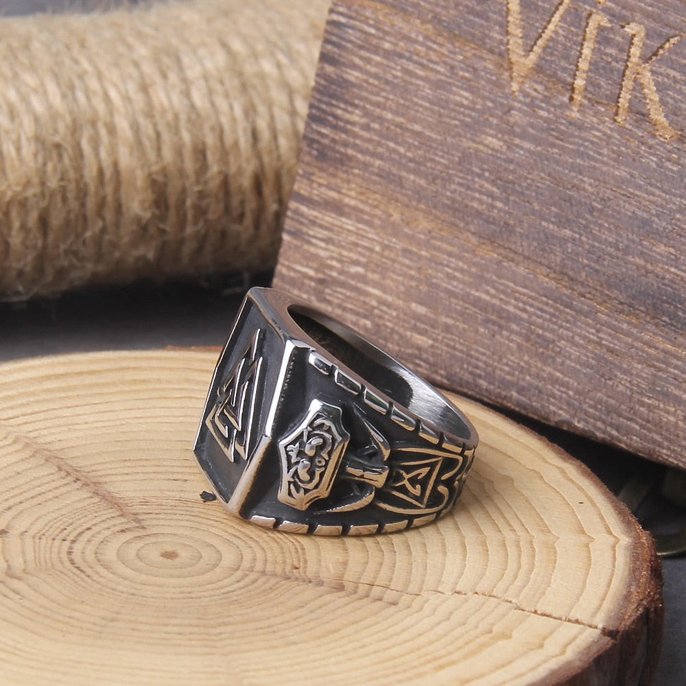VALKNUT OF AWE RING - STAINLESS STEEL