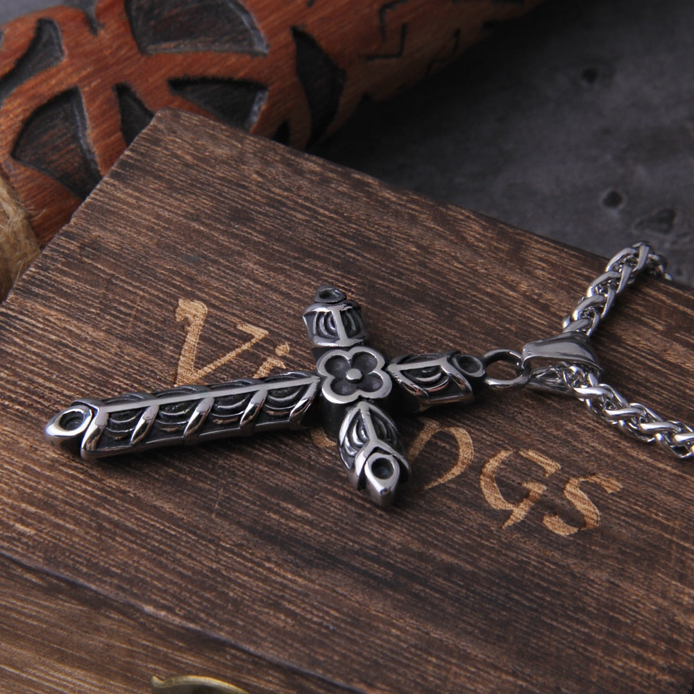 PLUNDERED CROSS- STAINLESS STEEL