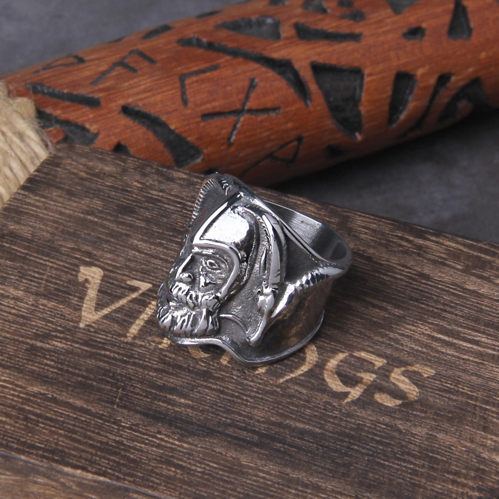HORNED ODIN RING - STAINLESS STEEL