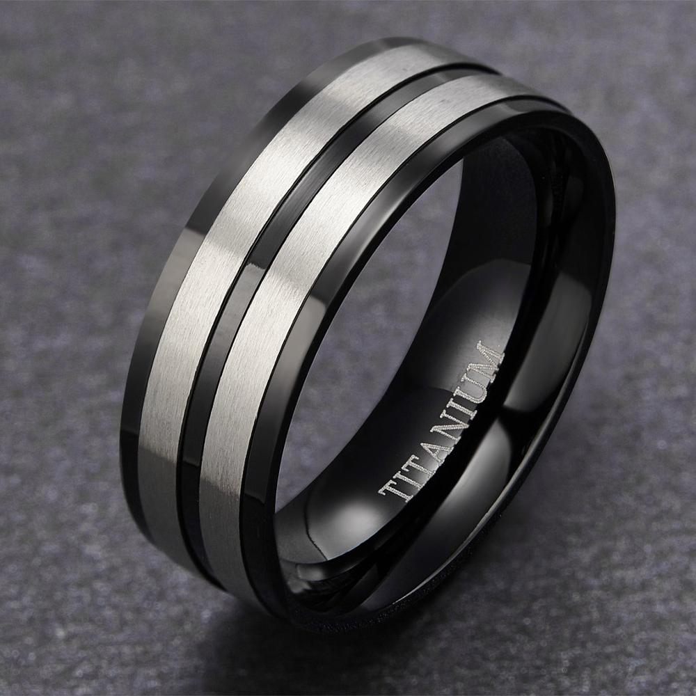BRUSHED DOUBLE LOOP RING- TITANIUM