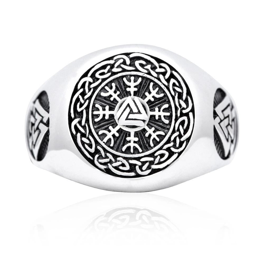 VALKNUT/HELM OF AWE RING- STAINLESS STEEL