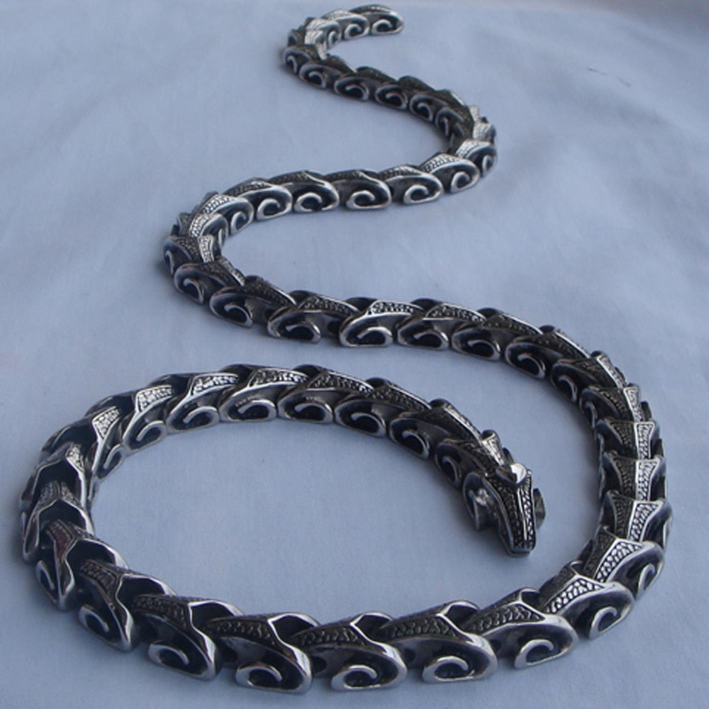 LONG VIKING JORMUNGANDR SCALE LINK- STAINLESS STEEL - Forged in Valhalla