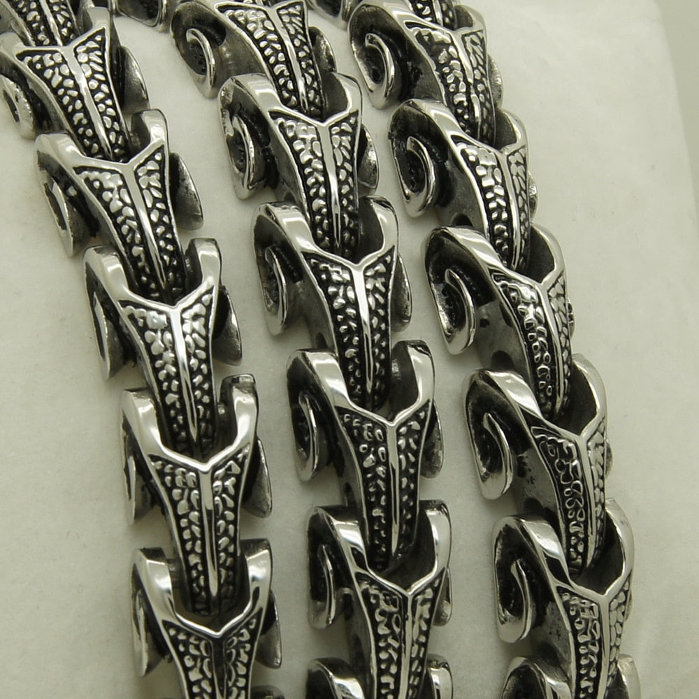 LONG VIKING JORMUNGANDR SCALE LINK- STAINLESS STEEL - Forged in Valhalla