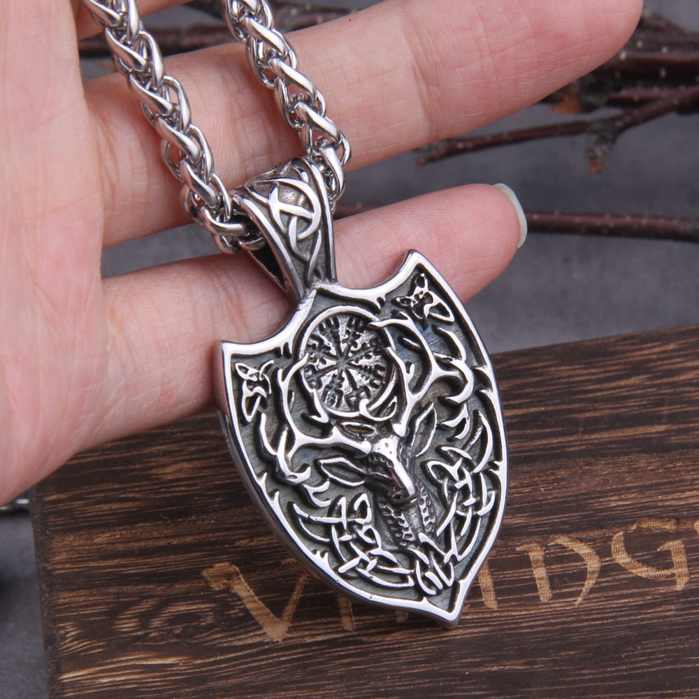 CERNUNNOS CELTIC SHIELD PENDANT - STAINLESS STEEL - Forged in Valhalla