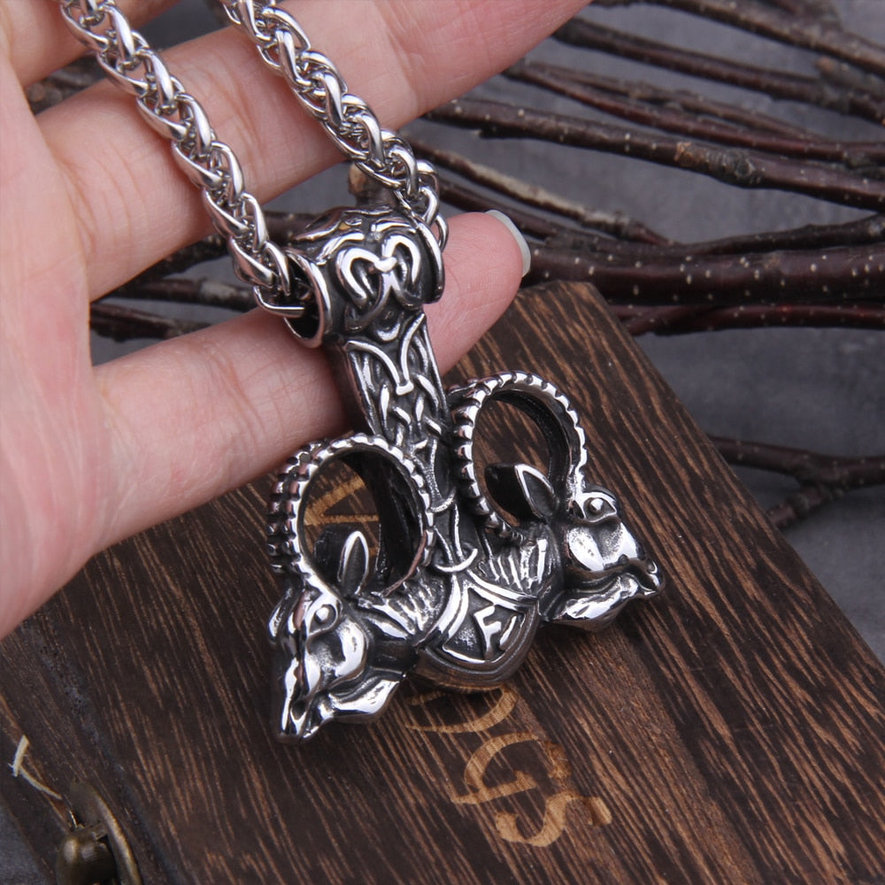 THORS GOATS RUNIC MJOLNIR- STAINLESS STEEL - Forged in Valhalla