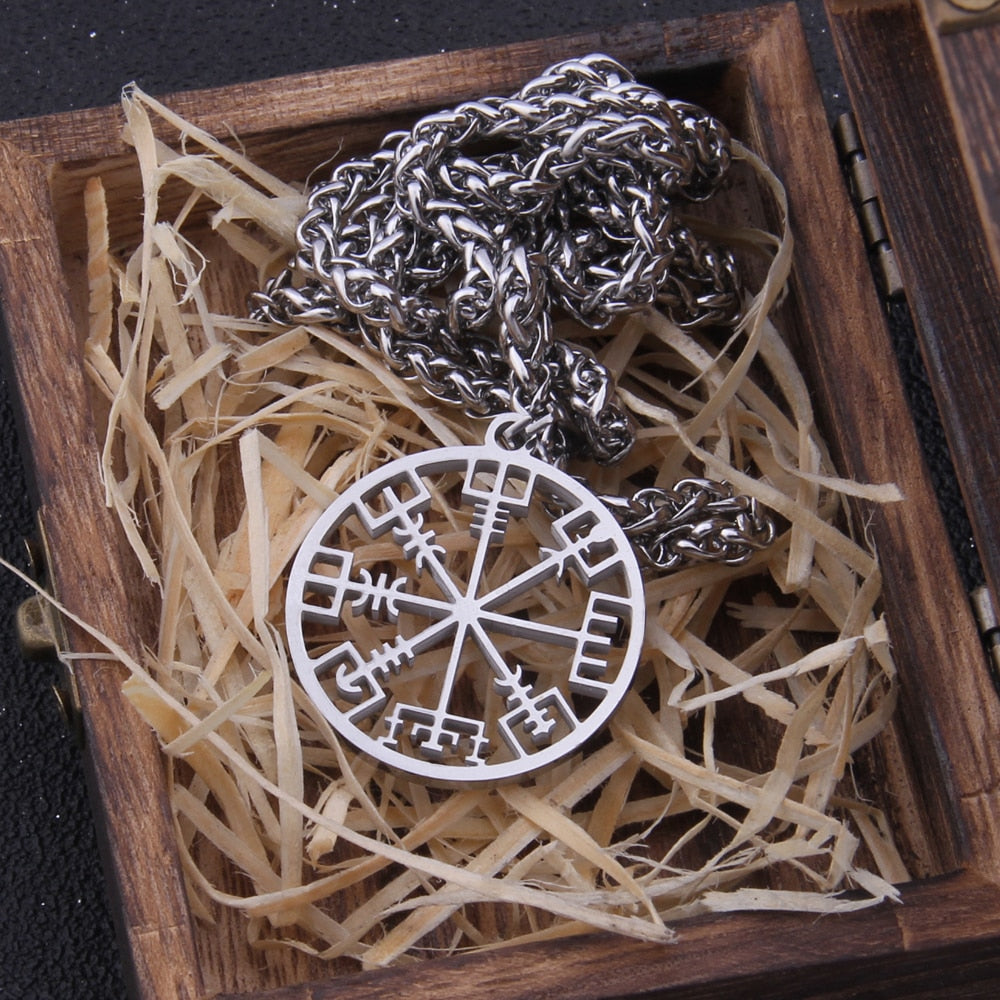 VEGVISIR - SYMBOL OF VIKING COMPASS PENDANT- STAINLESS STEEL - Forged in Valhalla