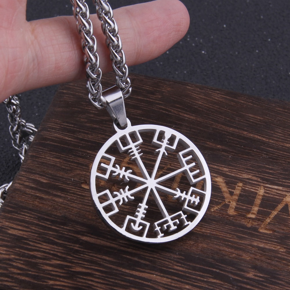 VEGVISIR - SYMBOL OF VIKING COMPASS PENDANT- STAINLESS STEEL - Forged in Valhalla