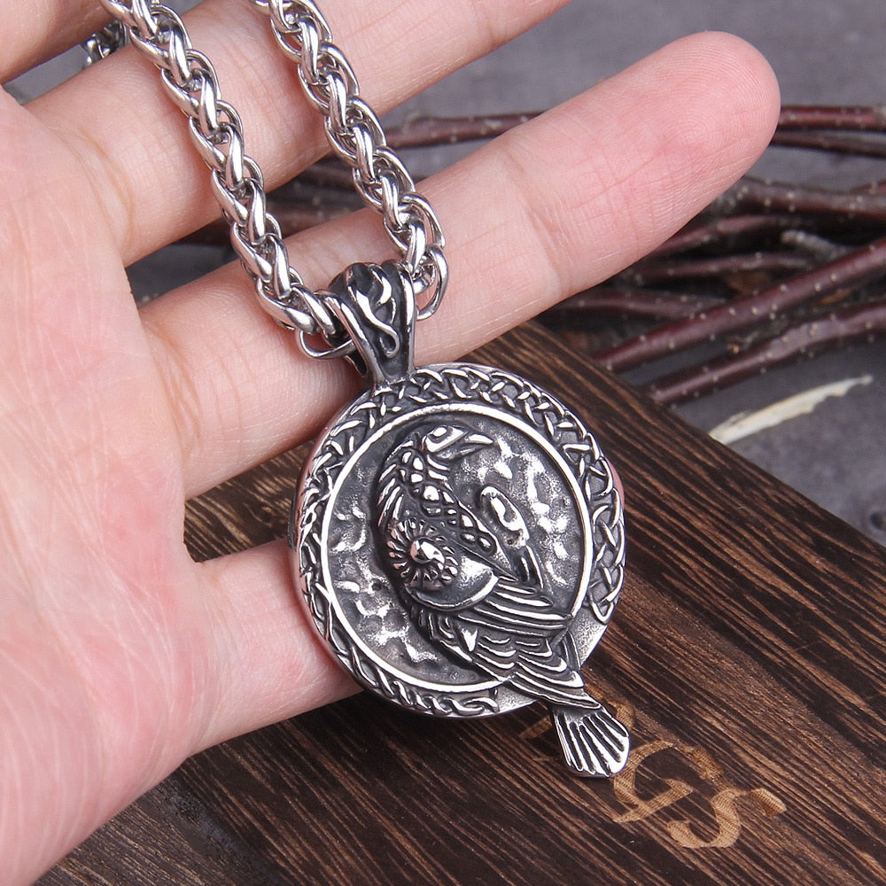 ODINS FAMILIAR, RAVEN PENDANT- STAINLESS STEEL - Forged in Valhalla