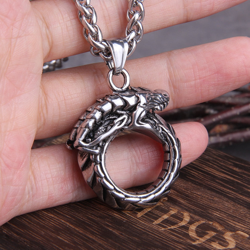 Jörmungandr THE MIDGARD SERPENT PENDANT- STAINLESS STEEL - Forged in Valhalla
