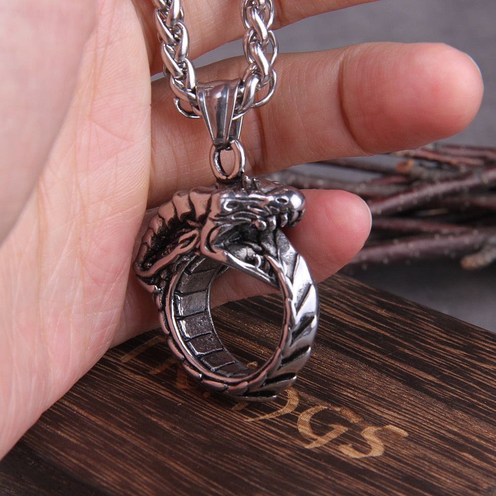 Jörmungandr THE MIDGARD SERPENT PENDANT- STAINLESS STEEL - Forged in Valhalla