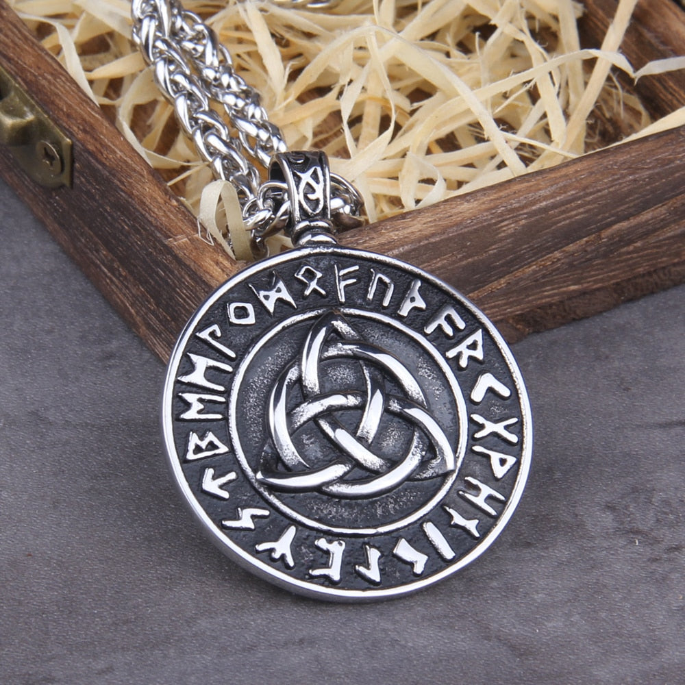 RUNIC TRIQUETRA PENDANT, NEVERENDING- STAINLESS STEEL - Forged in Valhalla