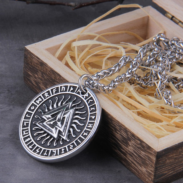 THE VALKNUT & RUNIC PENDANT- STAINLESS STEEL - Forged in Valhalla
