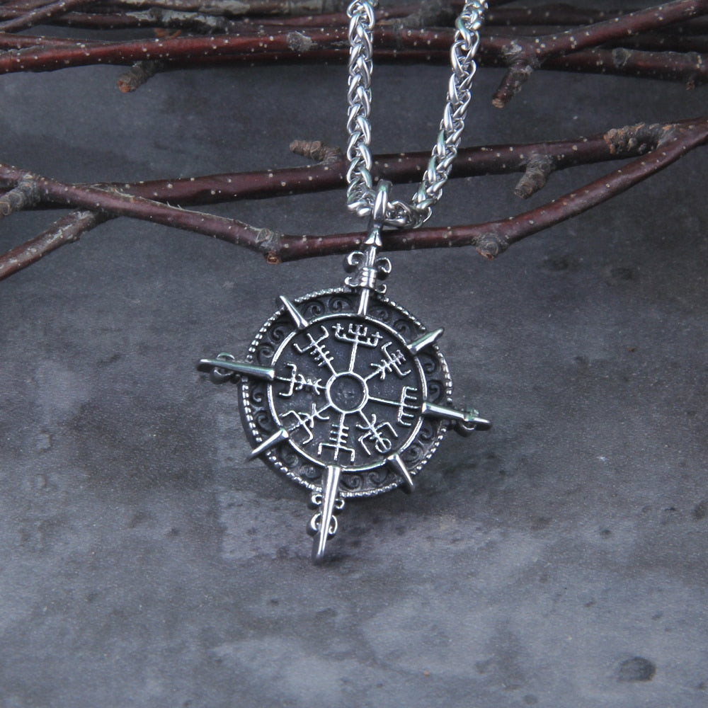 SPIKED VEGVISIR AMULET- STAINLESS STEEL - Forged in Valhalla