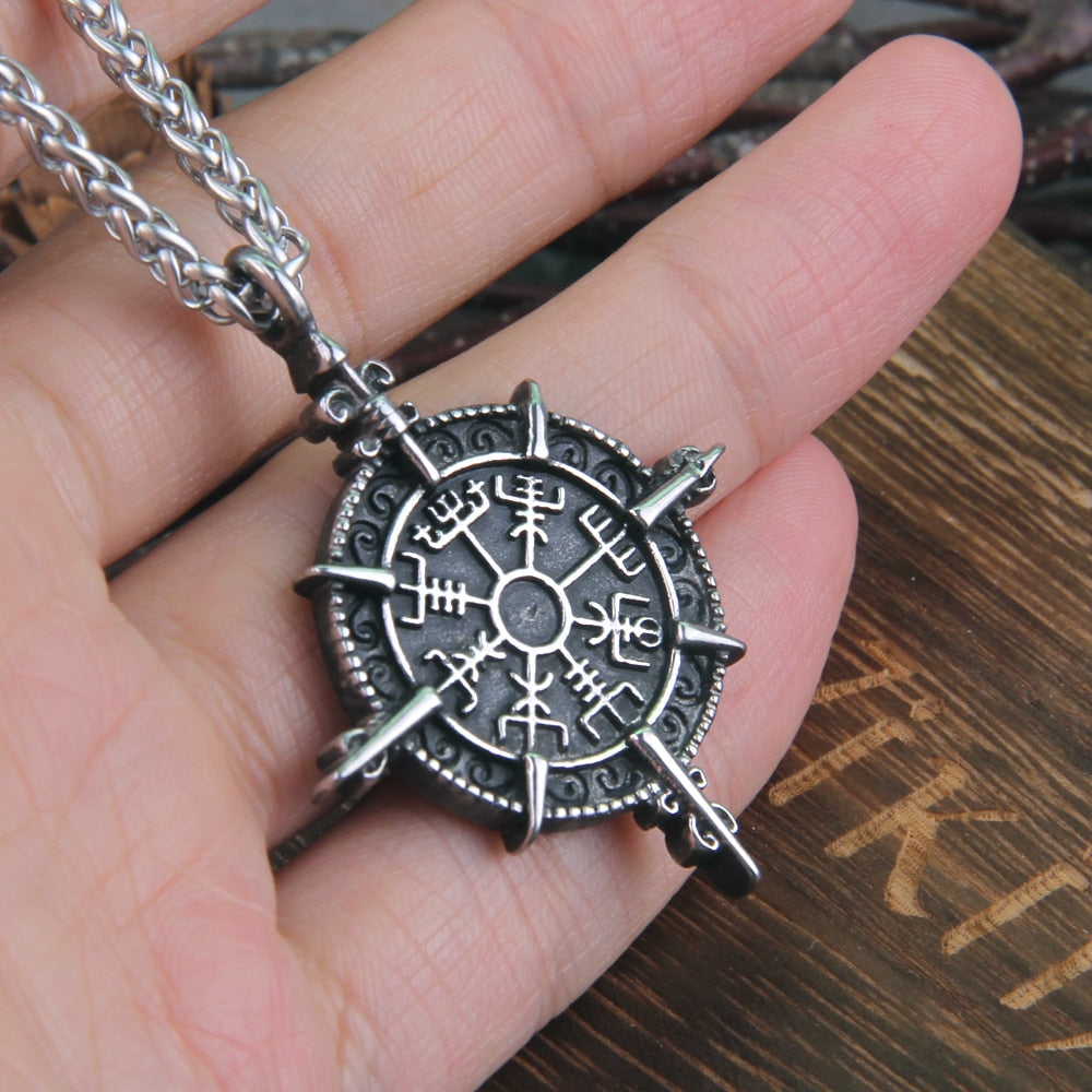 SPIKED VEGVISIR AMULET- STAINLESS STEEL - Forged in Valhalla