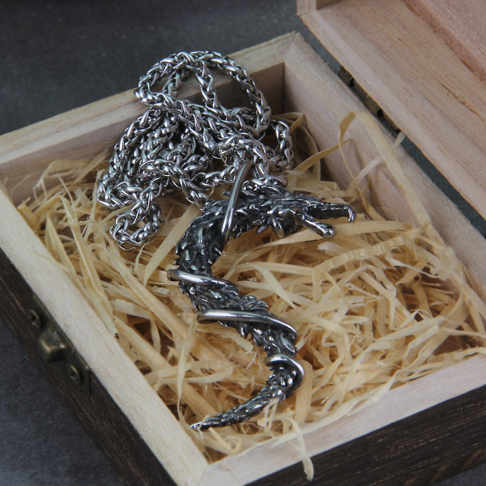 THE MIDGARD SERPENT JORMUNGANDR PENDANT- STAINLESS STEEL - Forged in Valhalla