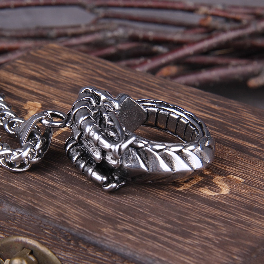 Jörmungandr THE MIDGARD SERPENT PENDANT- STAINLESS STEEL - Forged in Valhalla