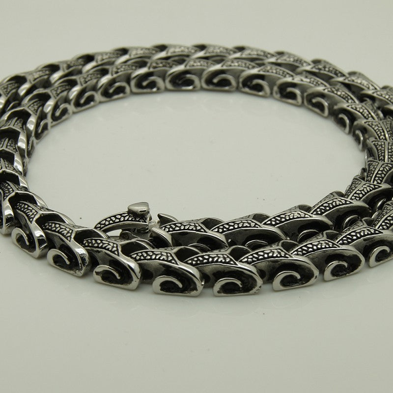LONG VIKING JORMUNGANDR SCALE LINK- STAINLESS STEEL - Forged in Valhalla