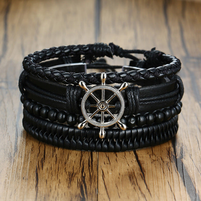 4PCS VIKING BRACLETS- STAINLESS STEEL