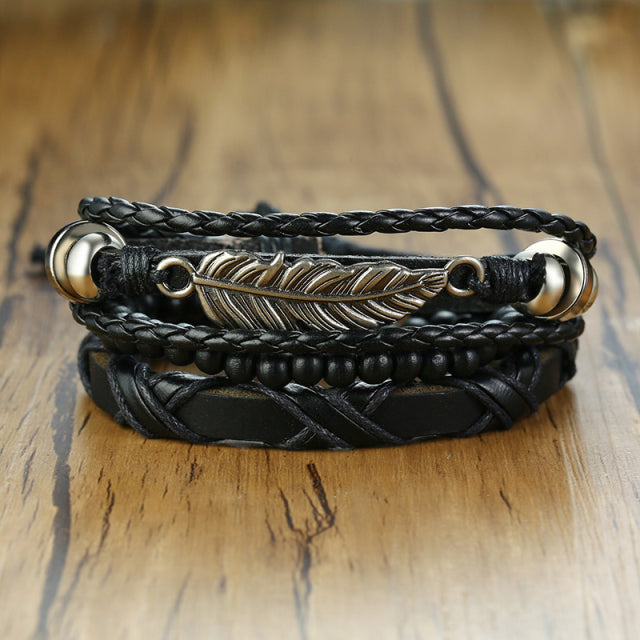 4PCS VIKING BRACLETS- STAINLESS STEEL