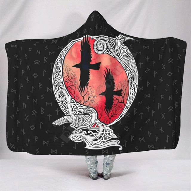 TWIN RAVENS- HOODED BLANKET