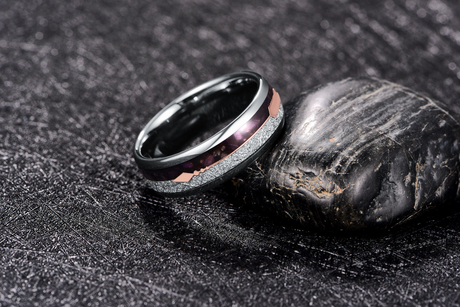 AGATE TREVELERS RING- TUNGSTEN