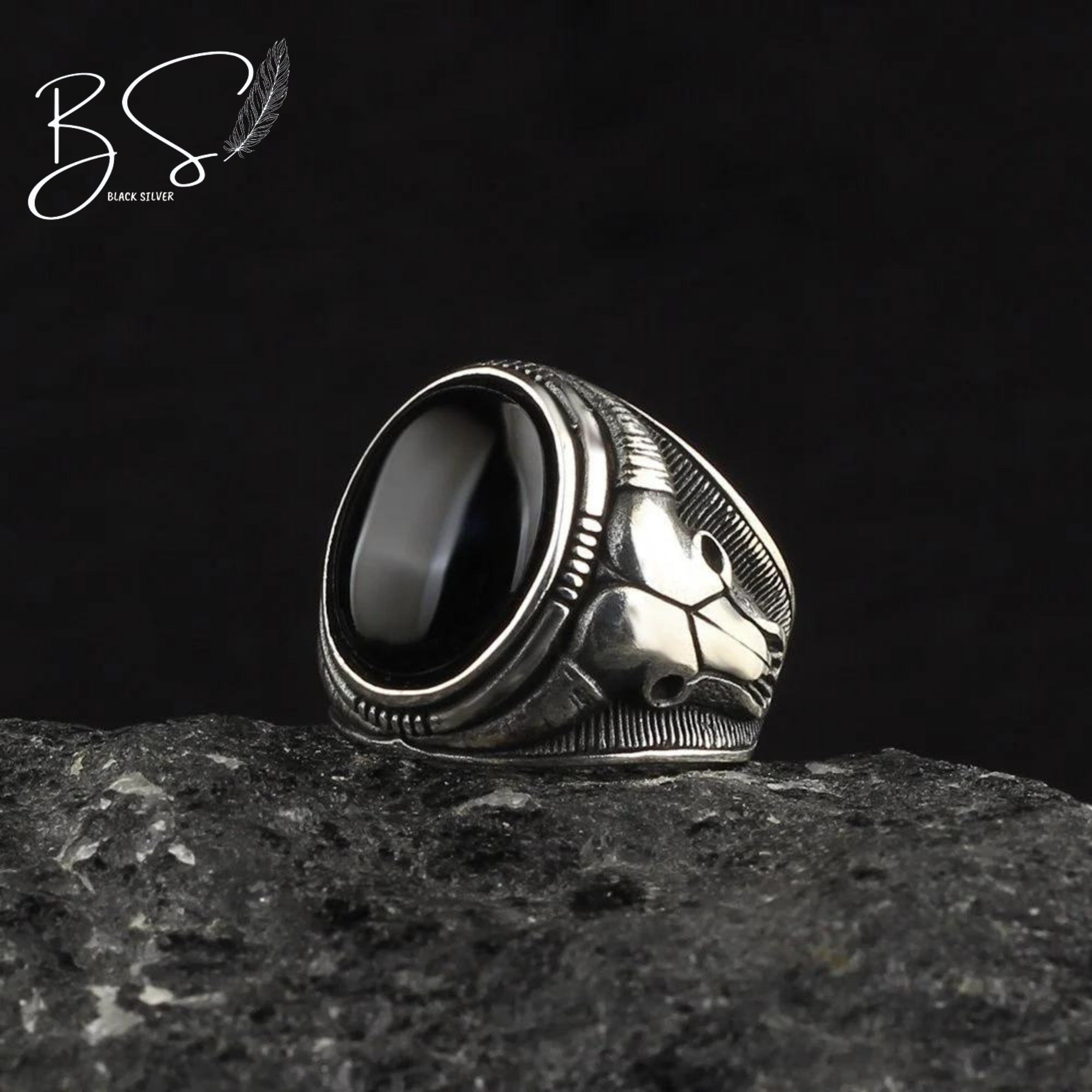 BLACK BULL RING - STERLING SILVER – Forged in Valhalla